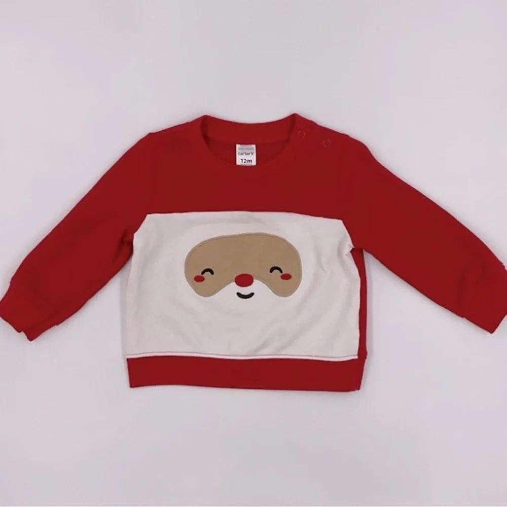 Carter’s Christmas Santa Long Sleeve Tee Shirt Baby 12 Months